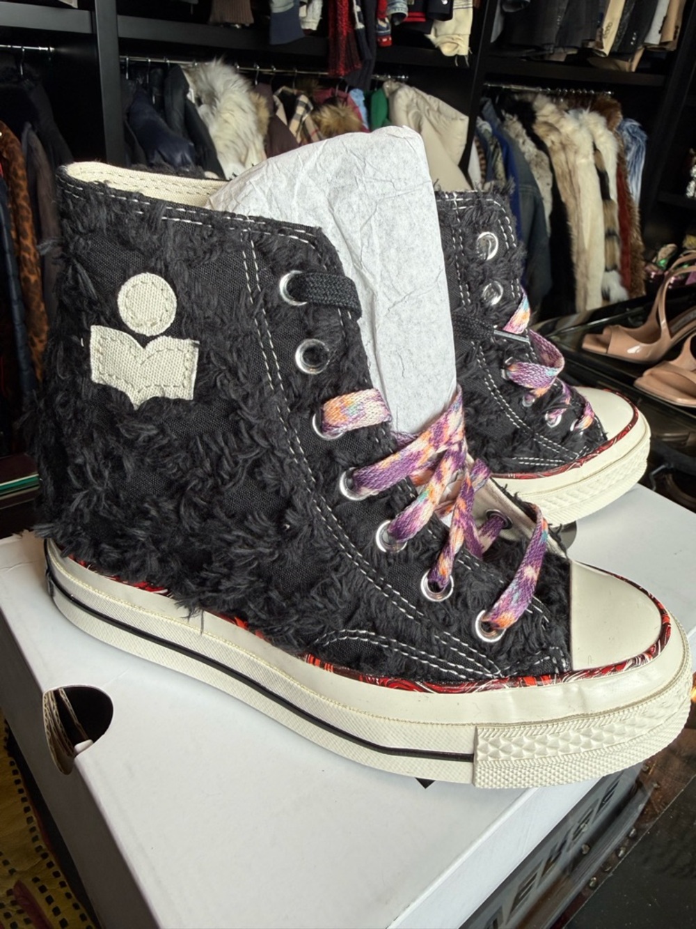 Limited Edition Converse x Isabel Marant Chuck 70 Raven Internal Wedge High Top - Picture 3 of 8